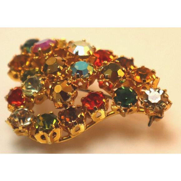 Vintage Rhinestone Austria Brooch Earrings Set - Picture 5 of 10